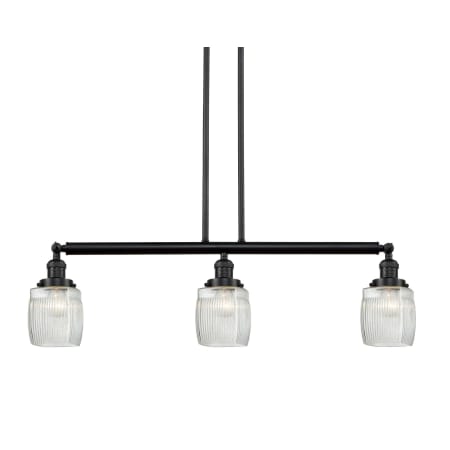 A large image of the Innovations Lighting 213-S Colton Matte Black / Thick Clear Halophane