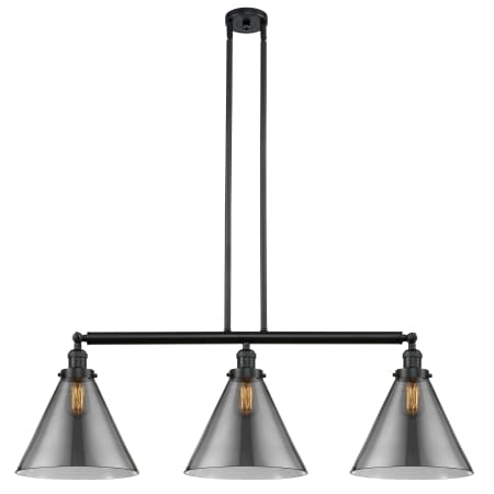 A large image of the Innovations Lighting 213 X-Large Cone Matte Black / Plated Smoke