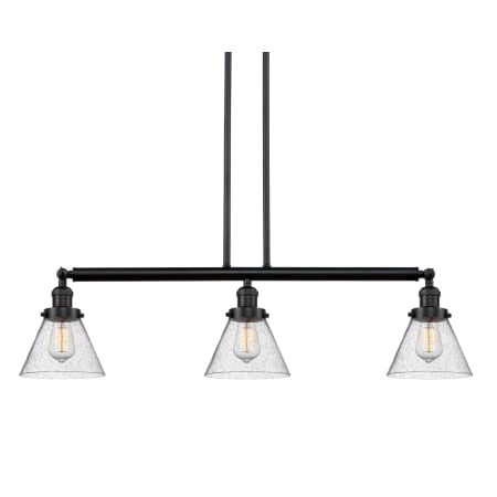 A large image of the Innovations Lighting 213-S Large Cone Matte Black / Seedy