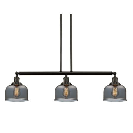 A large image of the Innovations Lighting 213-S Large Bell Matte Black / Plated Smoked