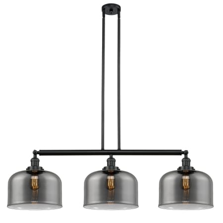 A large image of the Innovations Lighting 213 X-Large Bell Matte Black / Plated Smoke