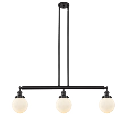 A large image of the Innovations Lighting 213-S-6 Beacon Oil Rubbed Bronze / Matte White Cased