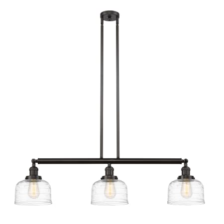 A large image of the Innovations Lighting 213-13-41 Bell Linear Oil Rubbed Bronze / Clear Deco Swirl