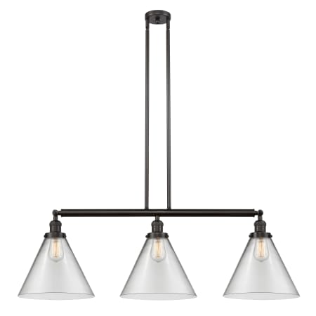 A large image of the Innovations Lighting 213 X-Large Cone Oil Rubbed Bronze / Clear