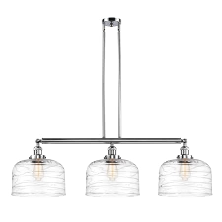 A large image of the Innovations Lighting 213-13-42-L Bell Linear Polished Chrome / Clear Deco Swirl