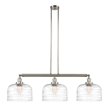 A large image of the Innovations Lighting 213-13-42-L Bell Linear Polished Nickel / Clear Deco Swirl