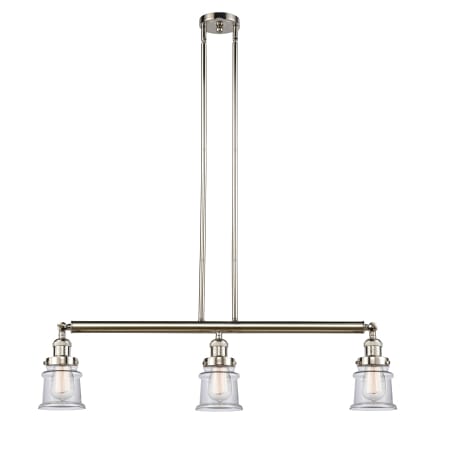 A large image of the Innovations Lighting 213 Small Canton Polished Nickel / Clear