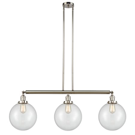 A large image of the Innovations Lighting 213 X-Large Beacon Polished Nickel / Clear