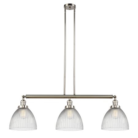 A large image of the Innovations Lighting 213 Seneca Falls Polished Nickel / Clear Halophane