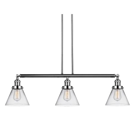 A large image of the Innovations Lighting 213-S Large Cone Polished Nickel / Clear