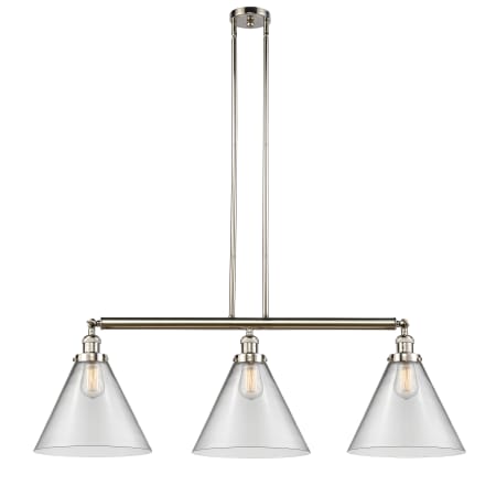 A large image of the Innovations Lighting 213 X-Large Cone Polished Nickel / Clear