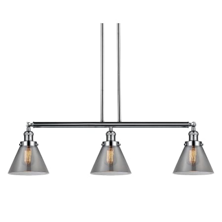 A large image of the Innovations Lighting 213-S Large Cone Polished Nickel / Smoked