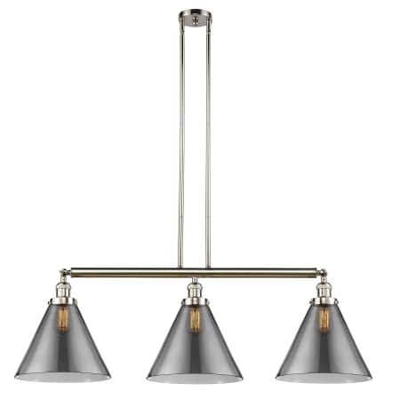 A large image of the Innovations Lighting 213 X-Large Cone Polished Nickel / Plated Smoke