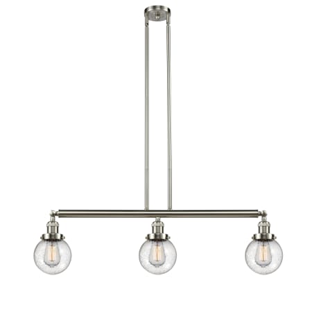 A large image of the Innovations Lighting 213-S-6 Beacon Brushed Satin Nickel / Seedy