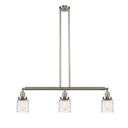 A large image of the Innovations Lighting 213-10-38 Bell Linear Brushed Satin Nickel / Deco Swirl