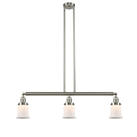 A large image of the Innovations Lighting 213 Small Canton Brushed Satin Nickel / Matte White