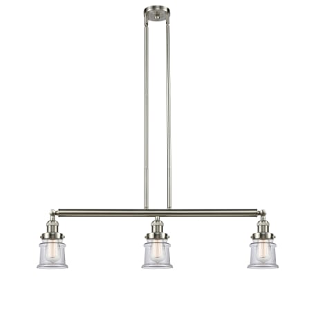 A large image of the Innovations Lighting 213 Small Canton Brushed Satin Nickel / Clear