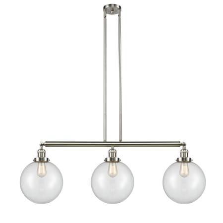 A large image of the Innovations Lighting 213 X-Large Beacon Brushed Satin Nickel / Clear