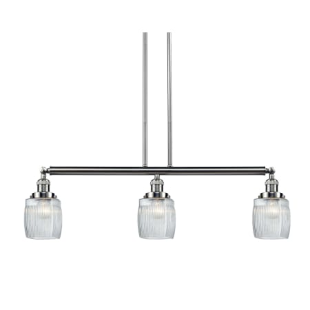 A large image of the Innovations Lighting 213-S Colton Brushed Satin Nickel / Thick Clear Halophane