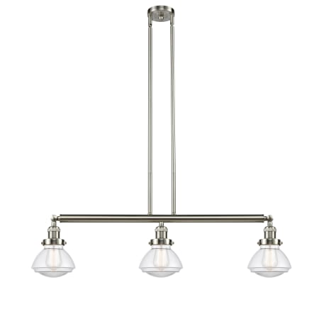 A large image of the Innovations Lighting 213-S Olean Brushed Satin Nickel / Clear