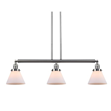 A large image of the Innovations Lighting 213-S Large Cone Brushed Satin Nickel / Matte White Cased