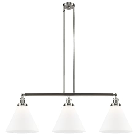 A large image of the Innovations Lighting 213 X-Large Cone Brushed Satin Nickel / Matte White