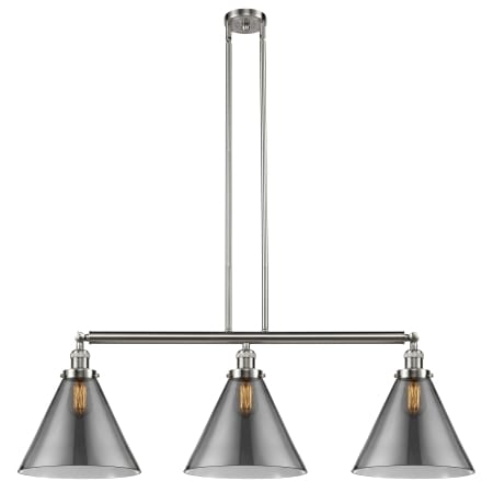 A large image of the Innovations Lighting 213 X-Large Cone Brushed Satin Nickel / Plated Smoke