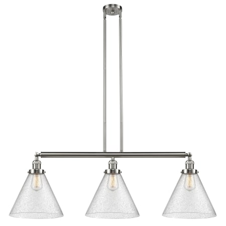 A large image of the Innovations Lighting 213 X-Large Cone Brushed Satin Nickel / Seedy