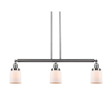 A large image of the Innovations Lighting 213-S Small Bell Brushed Satin Nickel / Matte White Cased