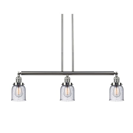 A large image of the Innovations Lighting 213-S Small Bell Brushed Satin Nickel / Seedy