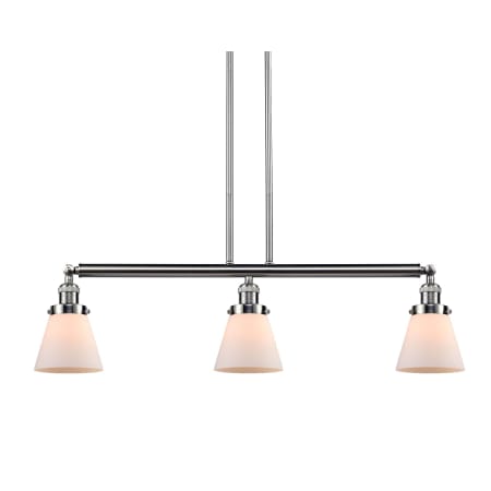 A large image of the Innovations Lighting 213-S Small Cone Brushed Satin Nickel / Matte White Cased