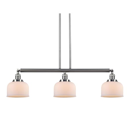 A large image of the Innovations Lighting 213-S Large Bell Brushed Satin Nickel / Matte White Cased
