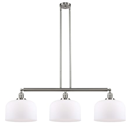 A large image of the Innovations Lighting 213 X-Large Bell Brushed Satin Nickel / Matte White