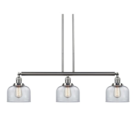 A large image of the Innovations Lighting 213-S Large Bell Brushed Satin Nickel / Clear