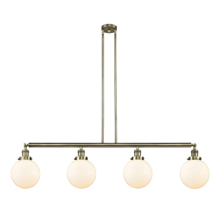 A large image of the Innovations Lighting 214 Large Beacon Antique Brass / Matte White