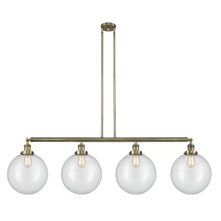 A large image of the Innovations Lighting 214-16-56 Beacon Linear Antique Brass / Clear