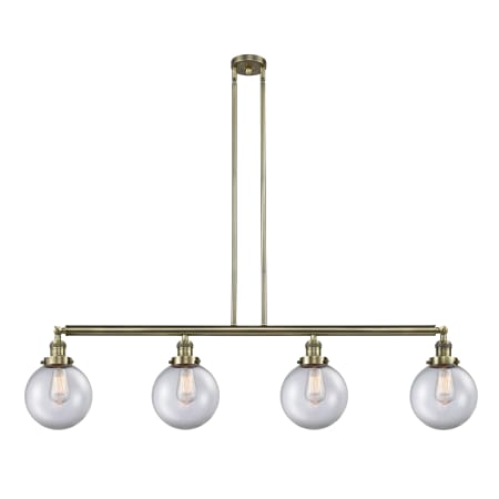 A large image of the Innovations Lighting 214 Large Beacon Antique Brass / Clear