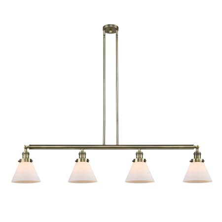 A large image of the Innovations Lighting 214 Large Cone Antique Brass / Matte White