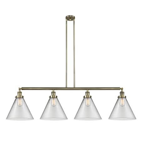 A large image of the Innovations Lighting 214 X-Large Cone Antique Brass / Clear