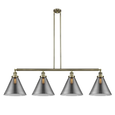 A large image of the Innovations Lighting 214 X-Large Cone Antique Brass / Plated Smoke