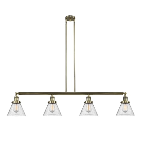 A large image of the Innovations Lighting 214 Large Cone Antique Brass / Seedy
