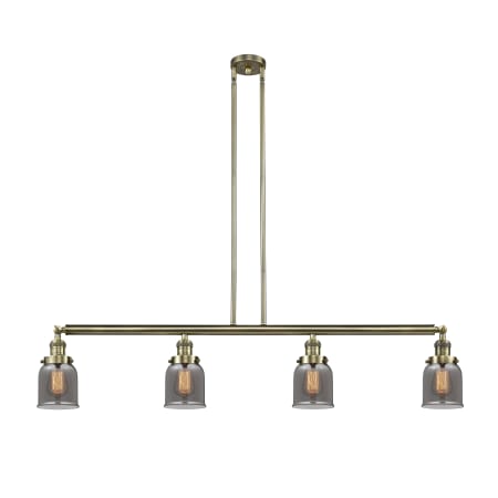 A large image of the Innovations Lighting 214 Small Bell Antique Brass / Plated Smoke