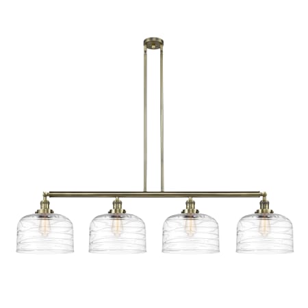 A large image of the Innovations Lighting 214-13-54-L Bell Linear Antique Brass / Clear Deco Swirl