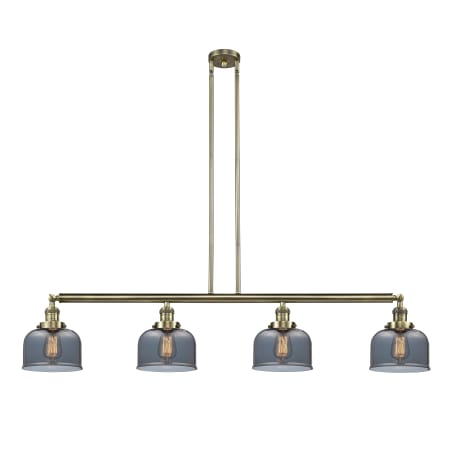 A large image of the Innovations Lighting 214 Large Bell Antique Brass / Plated Smoke