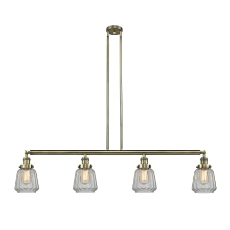 A large image of the Innovations Lighting 214 Chatham Antique Brass / Clear