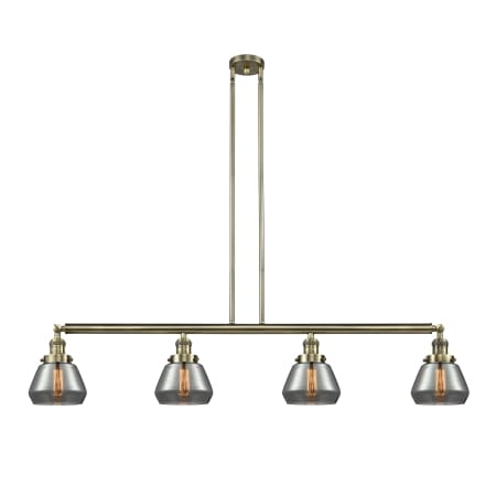 A large image of the Innovations Lighting 214 Fulton Antique Brass / Plated Smoke
