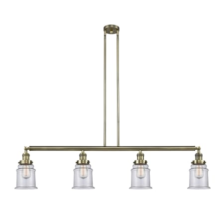 A large image of the Innovations Lighting 214 Canton Antique Brass / Clear