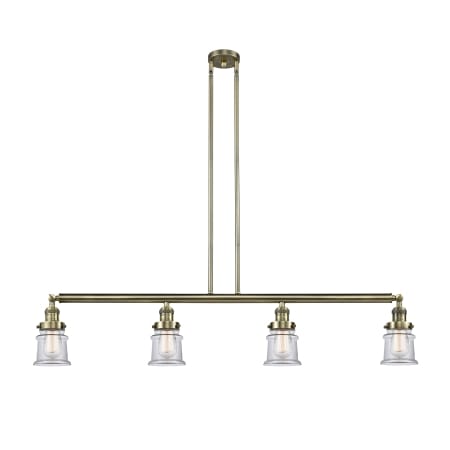 A large image of the Innovations Lighting 214 Small Canton Antique Brass / Clear