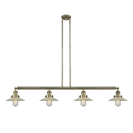 A large image of the Innovations Lighting 214 Halophane Antique Brass / Clear Halophane