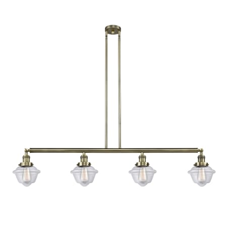 A large image of the Innovations Lighting 214 Small Oxford Antique Brass / Clear